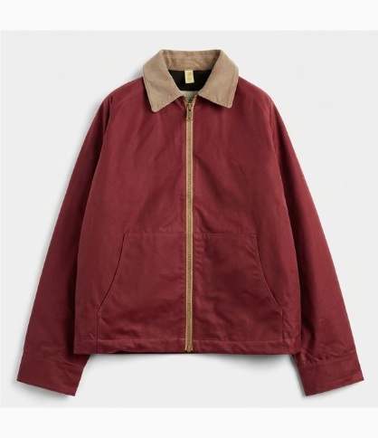 Red workwear jacket with a contrasting collar, from the Hydro product gallery